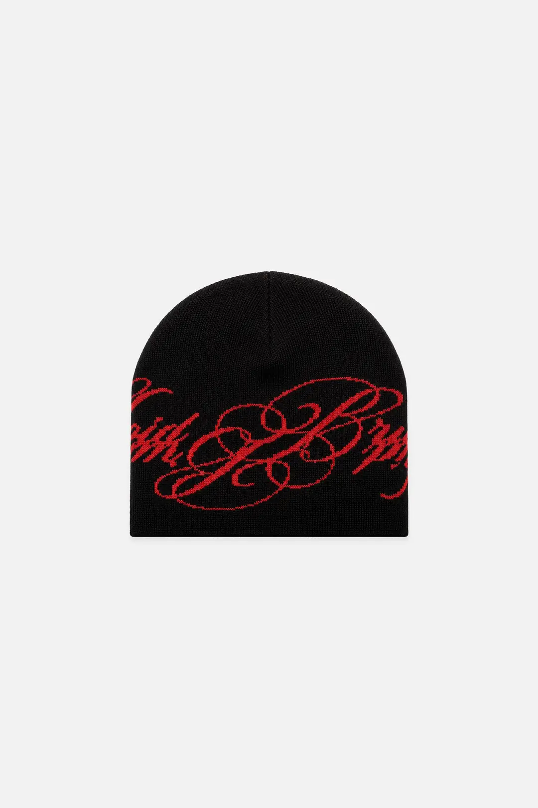 MIRABELLE RED ON BLACK BEANIE